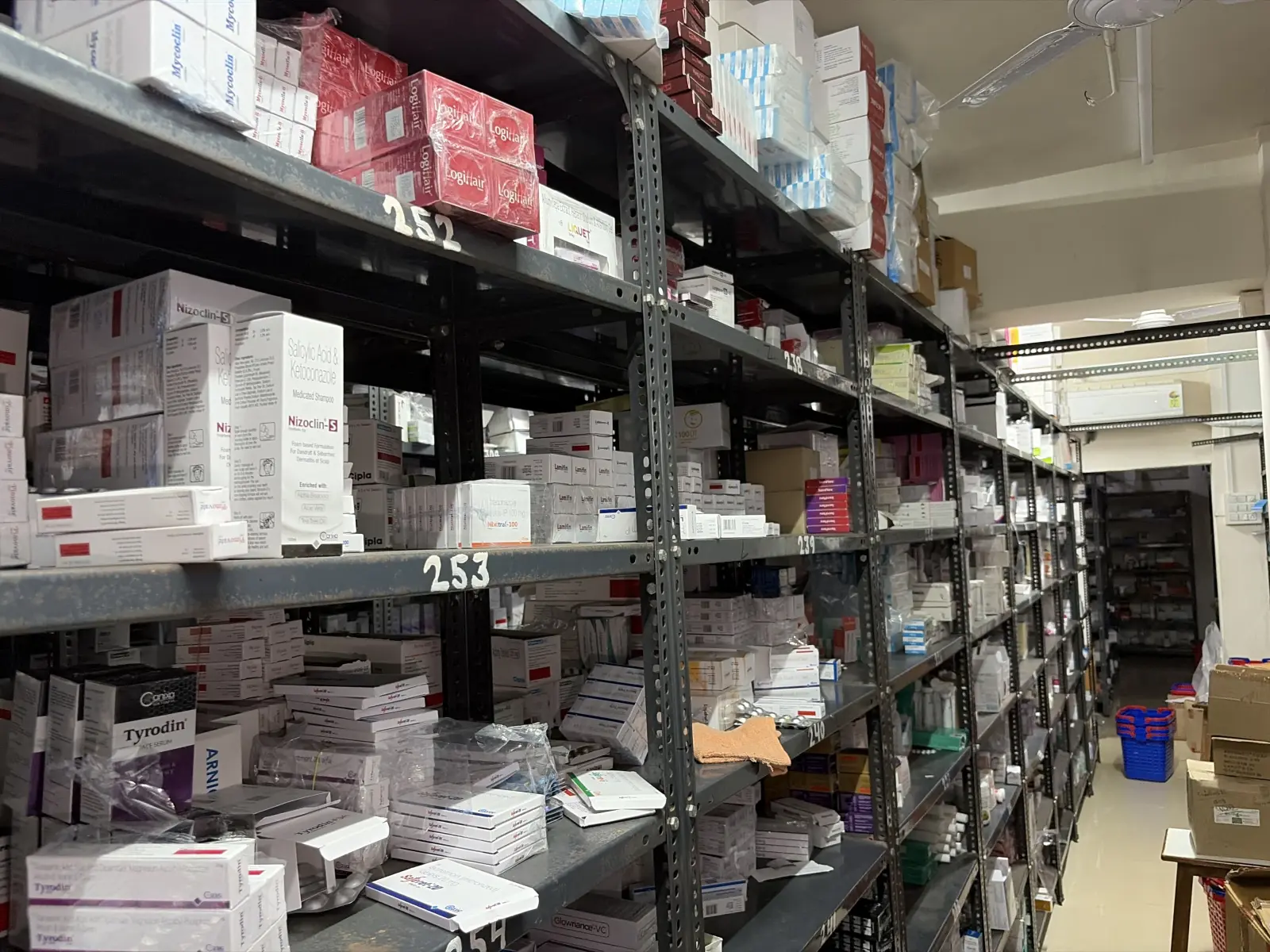 Pharma distribution shelves and stock review